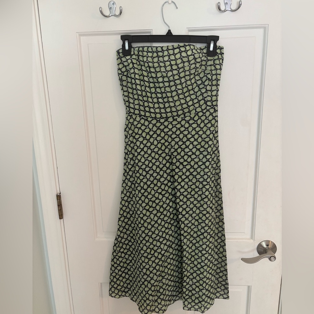 J. Crew green and navy Patterned cotton tube dress. Size 0